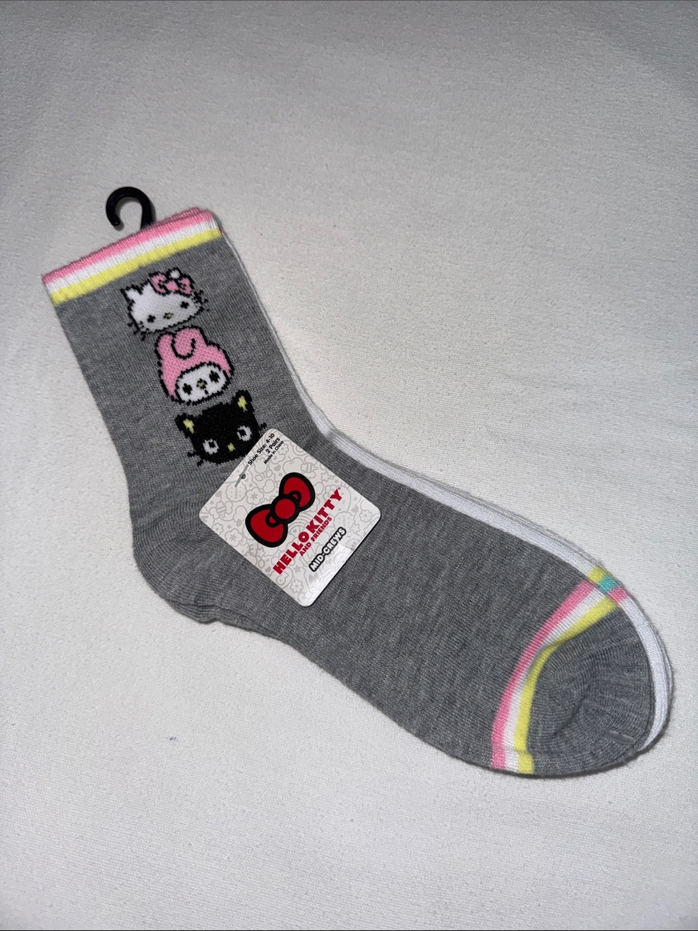 Sanrio Hello Kitty And Friends Mid-Crews socks 2 Pair Shoe Size 4-10 NEW